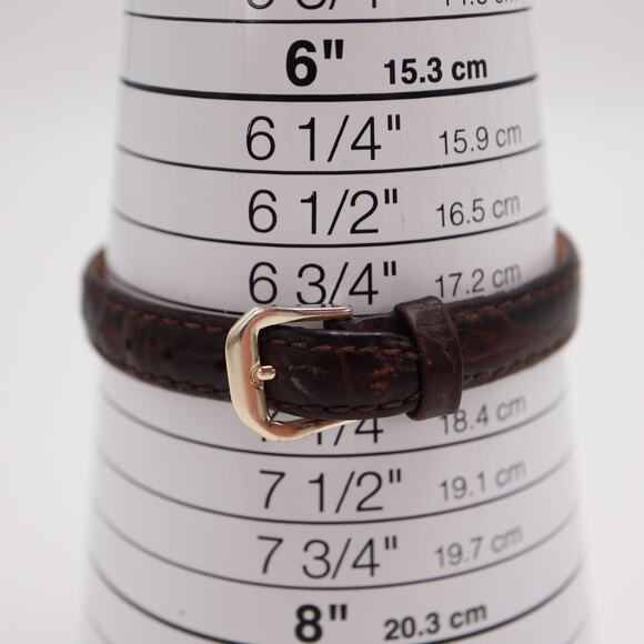 Vintage Seiko Petite Roman 26mm Watch Brown Croco Leather V700-6091 New Battery main image 7